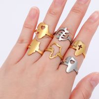 201 Stainless Steel 18K Gold Plated Simple Style Plating Geometric None Open Ring main image 1