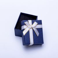 Dark Blue Paper With Ribbon Ring Earrings Gift Box Elegant Simple Pendant Bracelet Necklace Set Packing Box main image 3