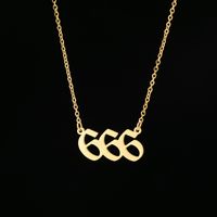 201 Stainless Steel 18K Gold Plated Hip-Hop Plating Number Necklace sku image 15