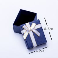 Dark Blue Paper With Ribbon Ring Earrings Gift Box Elegant Simple Pendant Bracelet Necklace Set Packing Box sku image 1