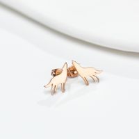 Cute Wolf Titanium Steel Ear Studs Plating No Inlaid Stainless Steel Earrings main image 4