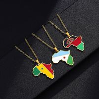 Stainless Steel 18K Gold Plated Fashion Dripping Oil National Flag None Necklace main image 5