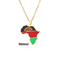 Stainless Steel 18K Gold Plated Fashion Dripping Oil National Flag None Necklace sku image 11