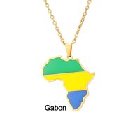 Stainless Steel 18K Gold Plated Fashion Dripping Oil National Flag None Necklace sku image 27