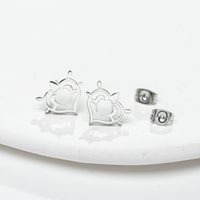 1 Pair Simple Style Geometric Letter Heart Shape Stainless Steel Plating Ear Studs main image 3