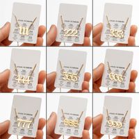 201 Stainless Steel 18K Gold Plated Hip-Hop Plating Number Necklace main image 2