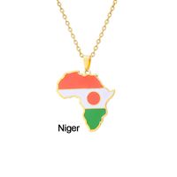 Stainless Steel 18K Gold Plated Fashion Dripping Oil National Flag None Necklace sku image 24