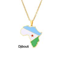 Stainless Steel 18K Gold Plated Fashion Dripping Oil National Flag None Necklace sku image 28