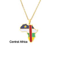 Stainless Steel 18K Gold Plated Fashion Dripping Oil National Flag None Necklace sku image 9
