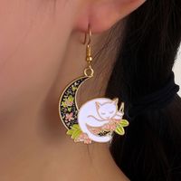 Fashion Moon Cat Alloy Plating No Inlaid Earrings main image 1