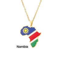 Stainless Steel 18K Gold Plated Fashion Dripping Oil National Flag None Necklace sku image 29