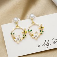 Fashion Flower Alloy Plating Artificial Pearls Earrings main image 1