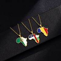 Stainless Steel 18K Gold Plated Fashion Dripping Oil National Flag None Necklace main image 2