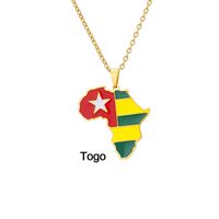 Stainless Steel 18K Gold Plated Fashion Dripping Oil National Flag None Necklace sku image 6