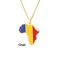 Stainless Steel 18K Gold Plated Fashion Dripping Oil National Flag None Necklace sku image 30