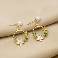 Fashion Flower Alloy Plating Artificial Pearls Earrings main image 4