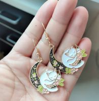 Fashion Moon Cat Alloy Plating No Inlaid Earrings main image 3