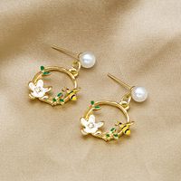 Fashion Flower Alloy Plating Artificial Pearls Earrings main image 3