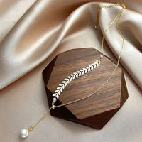 Fashion Geometric Copper Necklace Splicing Plating Artificial Pearls Copper Necklaces main image 3