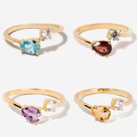 Simple Style Geometric Copper Open Ring Zircon Copper Rings main image 1