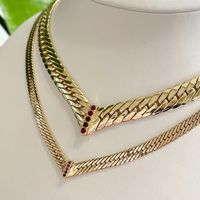201 Stainless Steel 304 Stainless Steel Gold Plated Simple Style Plating Geometric Zircon Necklace main image 3