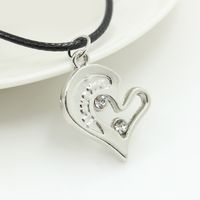 Fashion Heart Shape Alloy Metal Rhinestone Necklace sku image 1