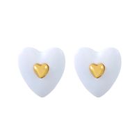 Fashion Heart Shape Alloy Metal No Inlaid Ear Studs sku image 3