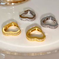Fashion Heart Shape Copper Inlay Zircon Earrings main image 2