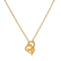 1 Piece Fashion Mama Heart Shape Alloy Plating Inlay Rhinestones 14k Gold Plated Mother's Day Pendant Necklace sku image 1