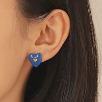 Fashion Heart Shape Alloy Metal No Inlaid Ear Studs main image 3