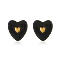 Fashion Heart Shape Alloy Metal No Inlaid Ear Studs sku image 2