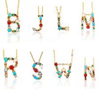 Simple Style Letter Alloy Inlaid Zircon Rhinestone Zircon Necklace main image 6