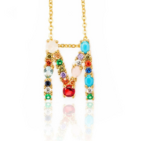 Simple Style Letter Alloy Inlaid Zircon Rhinestone Zircon Necklace main image 3