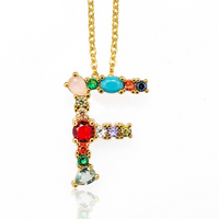 Simple Style Letter Alloy Inlaid Zircon Rhinestone Zircon Necklace sku image 3