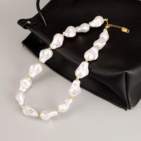 Elegant Imitation Pearl Necklace Beaded No Inlaid Stainless Steel Necklaces main image 3