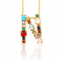 Simple Style Letter Alloy Inlaid Zircon Rhinestone Zircon Necklace sku image 8