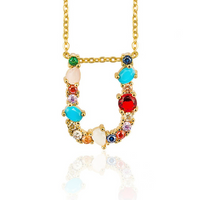 Simple Style Letter Alloy Inlaid Zircon Rhinestone Zircon Necklace sku image 12