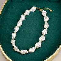 Elegant Imitation Pearl Necklace Beaded No Inlaid Stainless Steel Necklaces sku image 1