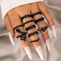 Wholesale Fashion Black Snake-shaped Flower Star Ring Set Nihaojewelry sku image 1