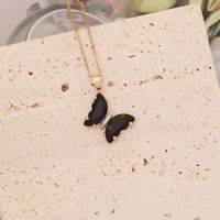 Stainless Steel Glass Copper 18K Gold Plated Cute Butterfly No Inlaid Pendant Necklace main image 5
