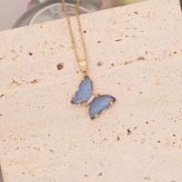 Stainless Steel Glass Copper 18K Gold Plated Cute Butterfly No Inlaid Pendant Necklace sku image 10