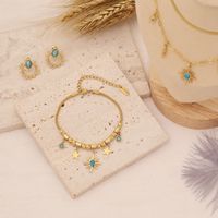 Stainless Steel 18K Gold Plated Fashion Inlay Geometric Turquoise Necklace main image 1