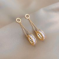 Korean Style Circle Alloy Hollow Out Zircon Drop Earrings main image 2