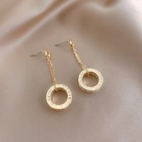 Korean Style Circle Alloy Hollow Out Zircon Drop Earrings main image 4