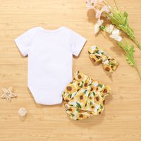 Basic Sunflower Letter Cotton Printing Belt Bowknot Shorts Sets Baby Clothes main image 2