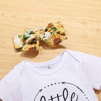 Basic Sunflower Letter Cotton Printing Belt Bowknot Shorts Sets Baby Clothes main image 5