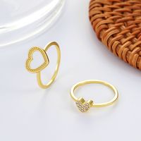 Fashion Heart Shape Copper Rings Hollow Out Zircon Copper Rings main image 2