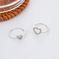 Fashion Heart Shape Copper Rings Hollow Out Zircon Copper Rings main image 4