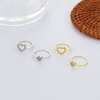 Fashion Heart Shape Copper Rings Hollow Out Zircon Copper Rings main image 5