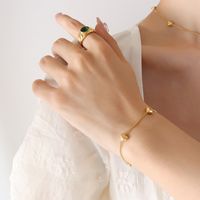 Fashion Heart Shaped Necklace Female Bracelet Titanium Steel Gold-plated Jewelry Set sku image 3
